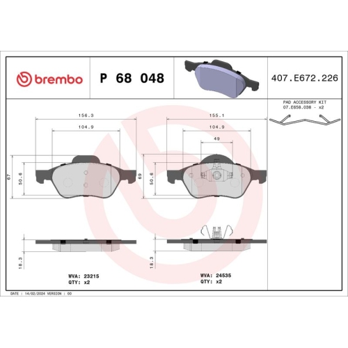 BREMBO Bremsbelagsatz, Scheibenbremse XTRA LINE