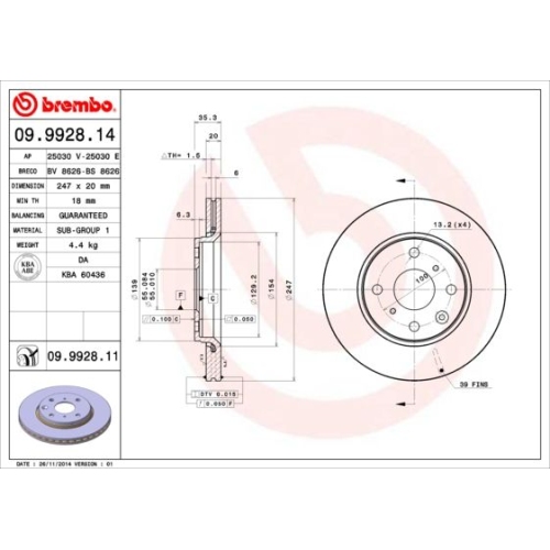 BREMBO Bremsscheibe PRIME LINE - UV Coated