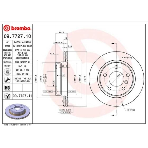 BREMBO Bremsscheibe PRIME LINE - UV Coated