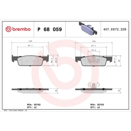 BREMBO Bremsbelagsatz, Scheibenbremse PRIME LINE