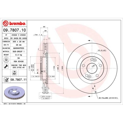 BREMBO Bremsscheibe PRIME LINE - UV Coated