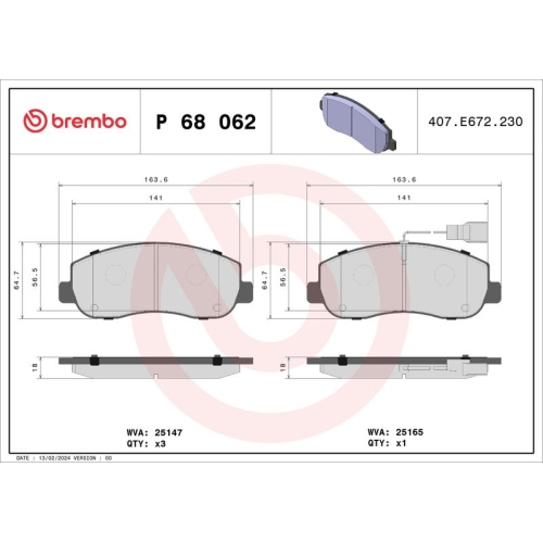 BREMBO Bremsbelagsatz, Scheibenbremse PRIME LINE