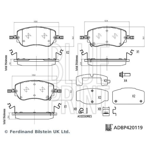 BLUE PRINT Bremsbelagsatz, Scheibenbremse