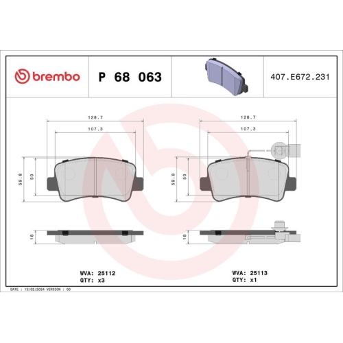 BREMBO Bremsbelagsatz, Scheibenbremse PRIME LINE