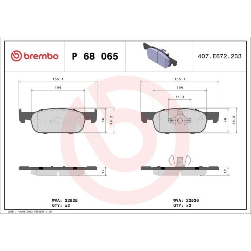 BREMBO Bremsbelagsatz, Scheibenbremse PRIME LINE