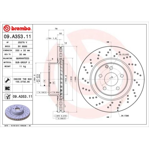 BREMBO Bremsscheibe PRIME LINE - UV Coated