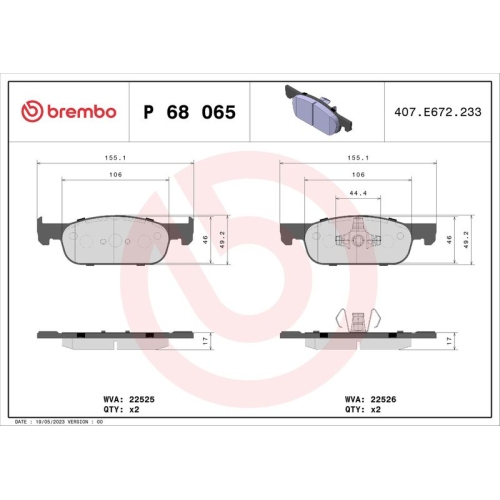 BREMBO Bremsbelagsatz, Scheibenbremse XTRA LINE