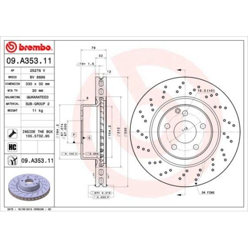 BREMBO Bremsscheibe PRIME LINE - UV Coated