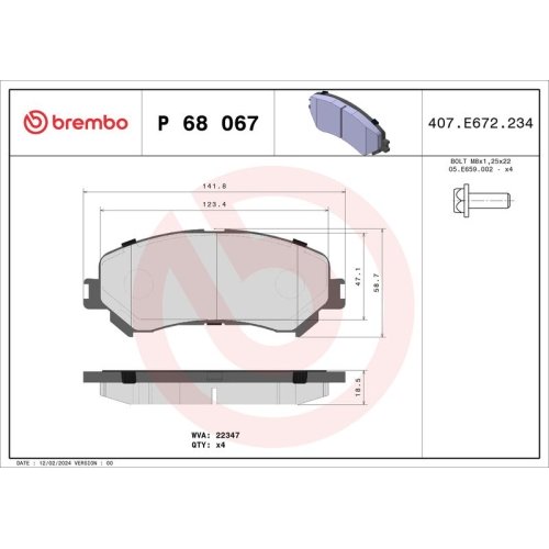 BREMBO Bremsbelagsatz, Scheibenbremse XTRA LINE