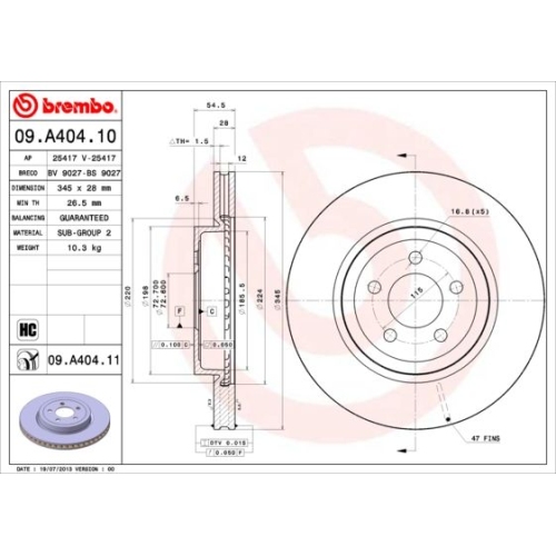 BREMBO Bremsscheibe PRIME LINE - UV Coated