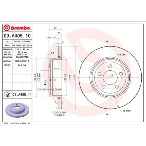 BREMBO Bremsscheibe PRIME LINE - UV Coated