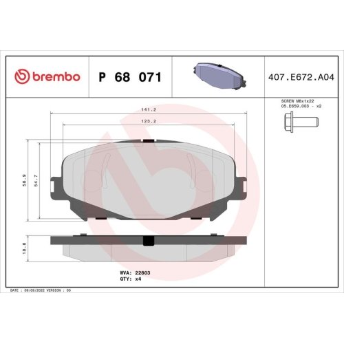 BREMBO Bremsbelagsatz, Scheibenbremse PRIME LINE