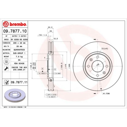 BREMBO Bremsscheibe PRIME LINE - UV Coated