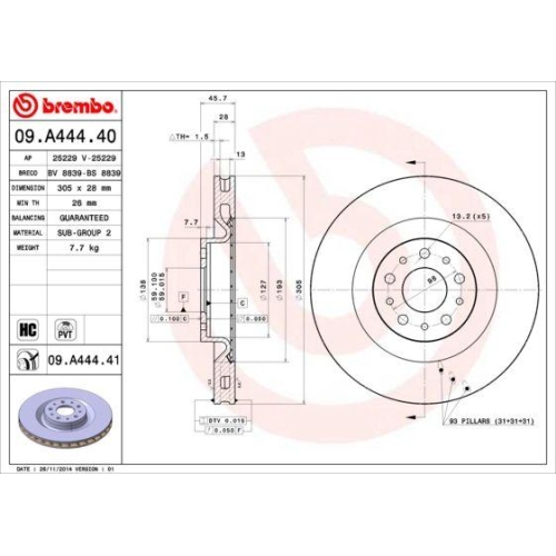 BREMBO Bremsscheibe PRIME LINE - UV Coated