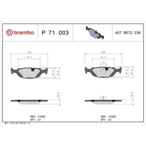 BREMBO Bremsbelagsatz, Scheibenbremse PRIME LINE