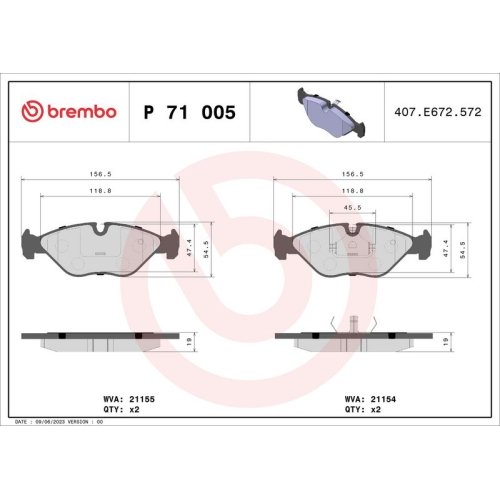 BREMBO Bremsbelagsatz, Scheibenbremse PRIME LINE