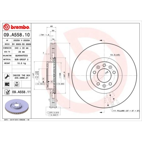 BREMBO Bremsscheibe PRIME LINE - UV Coated