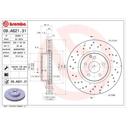 BREMBO Bremsscheibe PRIME LINE - UV Coated