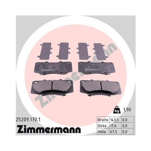 ZIMMERMANN Bremsbelagsatz, Scheibenbremse