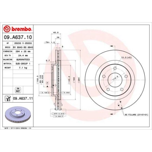 BREMBO Bremsscheibe PRIME LINE - UV Coated