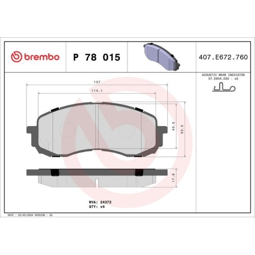 BREMBO Bremsbelagsatz, Scheibenbremse PRIME LINE