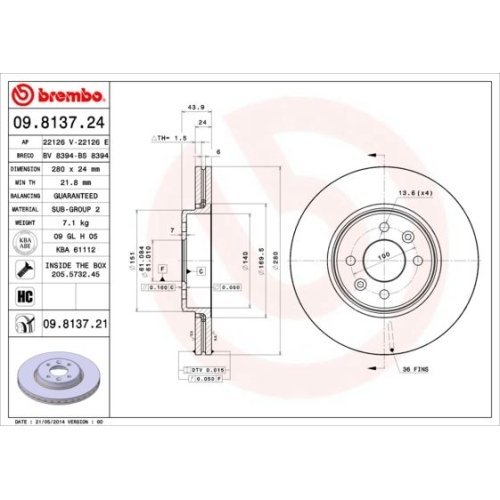 BREMBO Bremsscheibe PRIME LINE - UV Coated