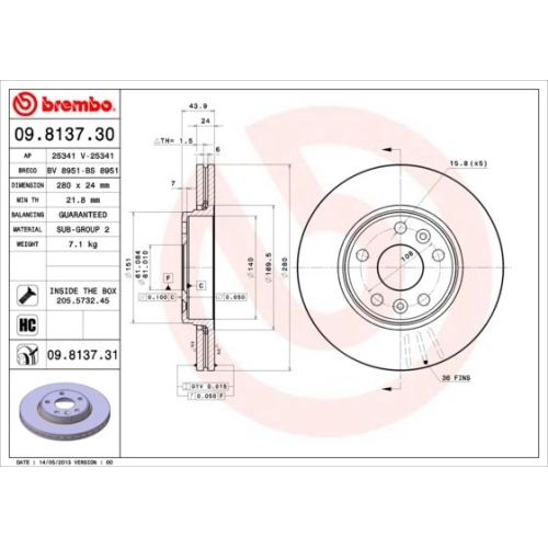 BREMBO Bremsscheibe PRIME LINE - UV Coated