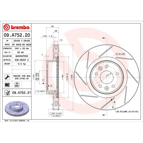 BREMBO Bremsscheibe PRIME LINE - UV Coated