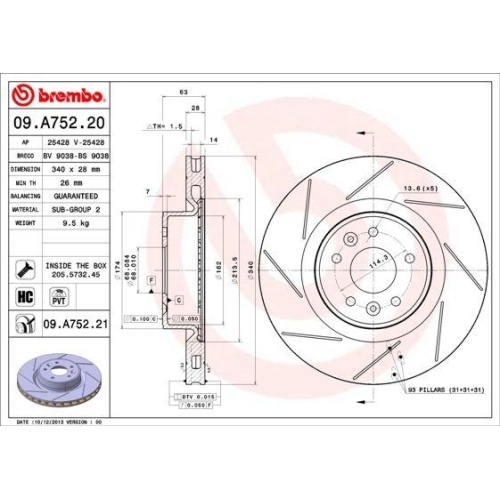 BREMBO Bremsscheibe PRIME LINE - UV Coated