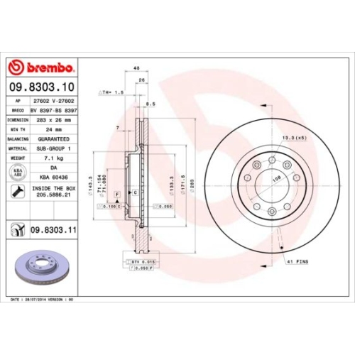 BREMBO Bremsscheibe PRIME LINE - UV Coated