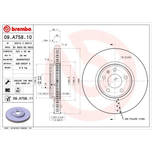 BREMBO Bremsscheibe PRIME LINE - UV Coated