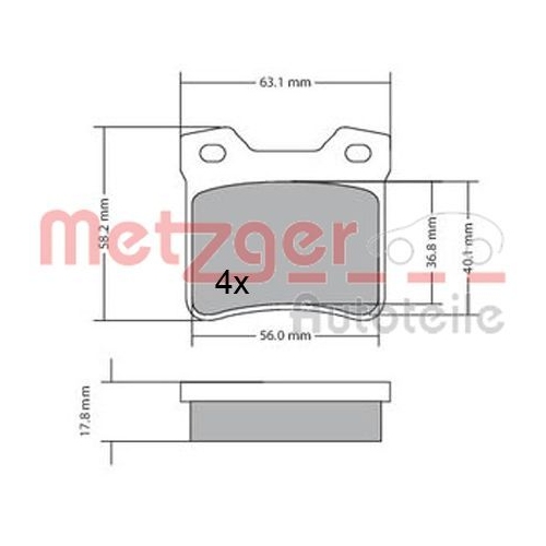 METZGER Bremsbelagsatz, Scheibenbremse