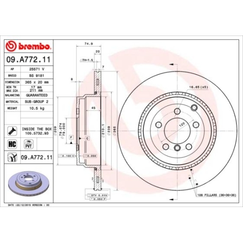 BREMBO Bremsscheibe PRIME LINE - UV Coated