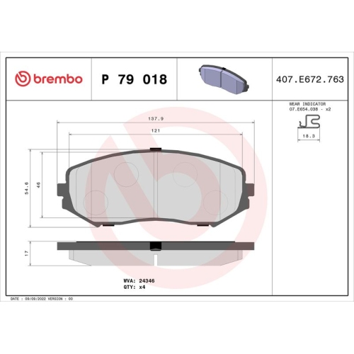 BREMBO Bremsbelagsatz, Scheibenbremse PRIME LINE