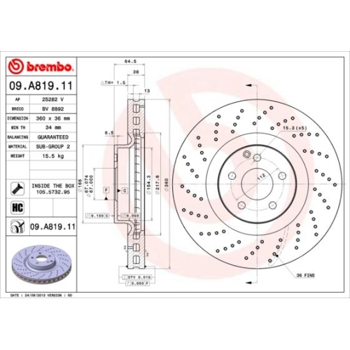 BREMBO Bremsscheibe PRIME LINE - UV Coated