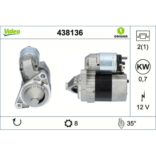 VALEO Starter VALEO ORIGINS - NEW O.E. TECHNOLOGIE