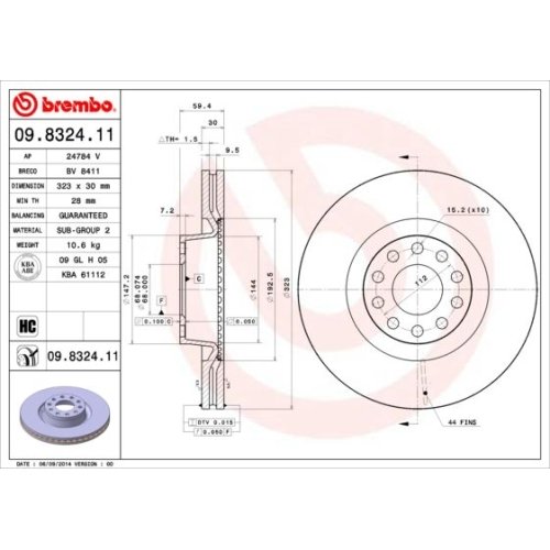 BREMBO Bremsscheibe PRIME LINE - UV Coated