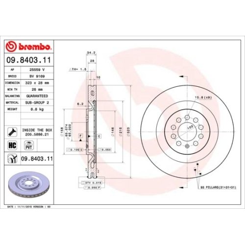 BREMBO Bremsscheibe PRIME LINE - UV Coated