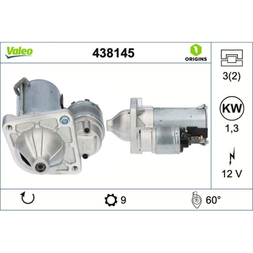 VALEO Starter VALEO ORIGINS - NEW O.E. TECHNOLOGIE