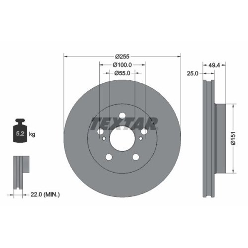 TEXTAR Bremsscheibe PRO