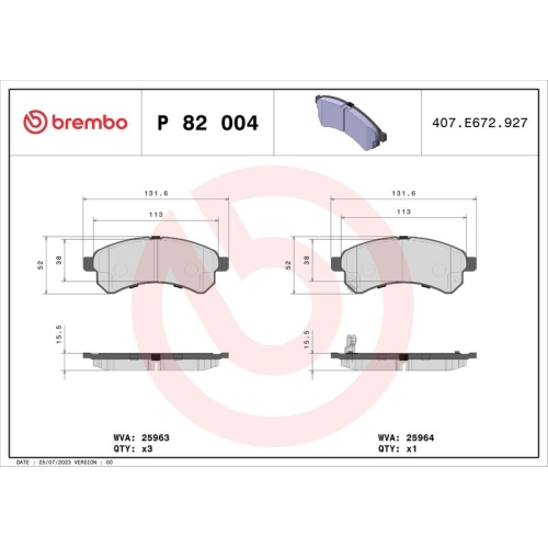 BREMBO Bremsbelagsatz, Scheibenbremse PRIME LINE