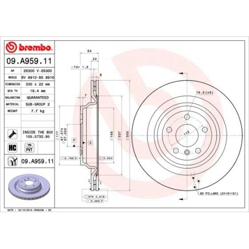 BREMBO Bremsscheibe PRIME LINE - UV Coated