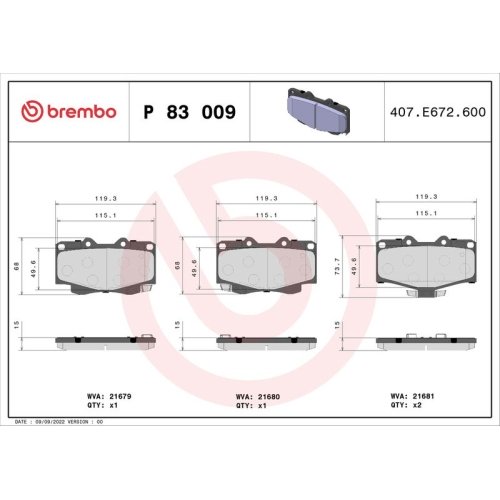 BREMBO Bremsbelagsatz, Scheibenbremse PRIME LINE