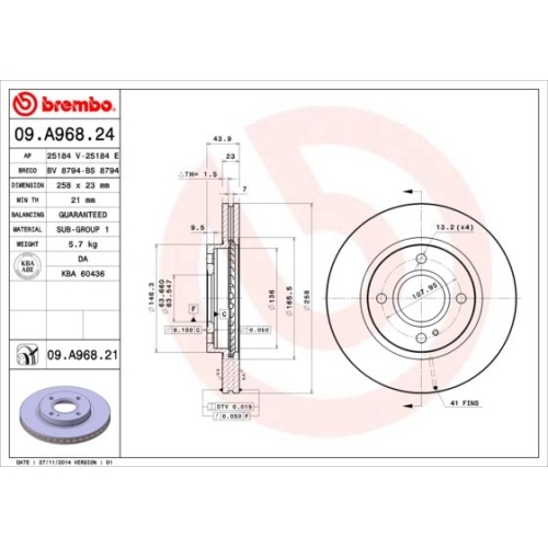 BREMBO Bremsscheibe PRIME LINE - UV Coated