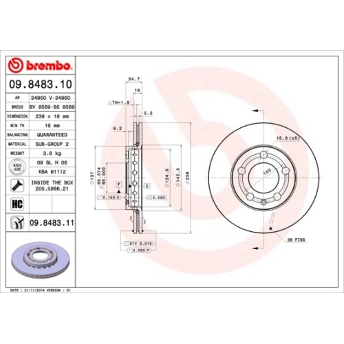 BREMBO Bremsscheibe PRIME LINE - UV Coated