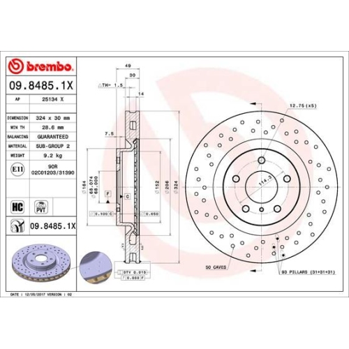 BREMBO Bremsscheibe XTRA LINE - Xtra