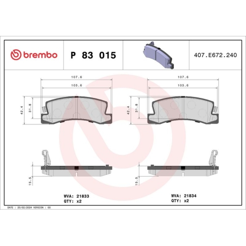 BREMBO Bremsbelagsatz, Scheibenbremse PRIME LINE