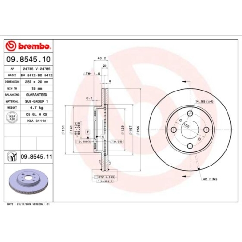 BREMBO Bremsscheibe PRIME LINE - UV Coated