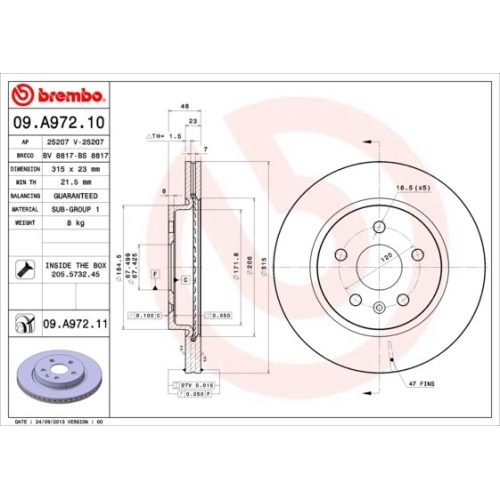 BREMBO Bremsscheibe PRIME LINE - UV Coated