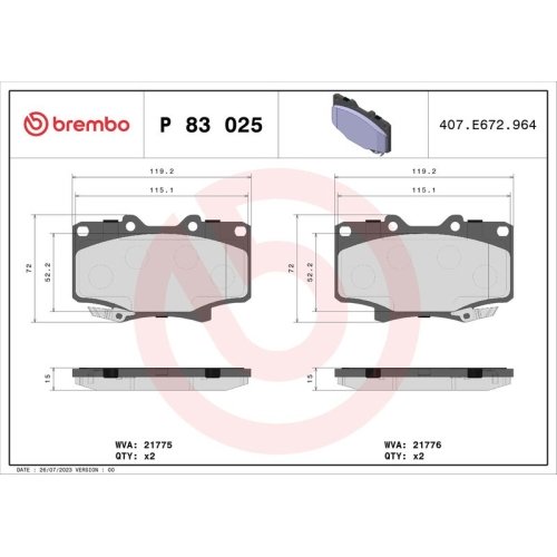 BREMBO Bremsbelagsatz, Scheibenbremse PRIME LINE